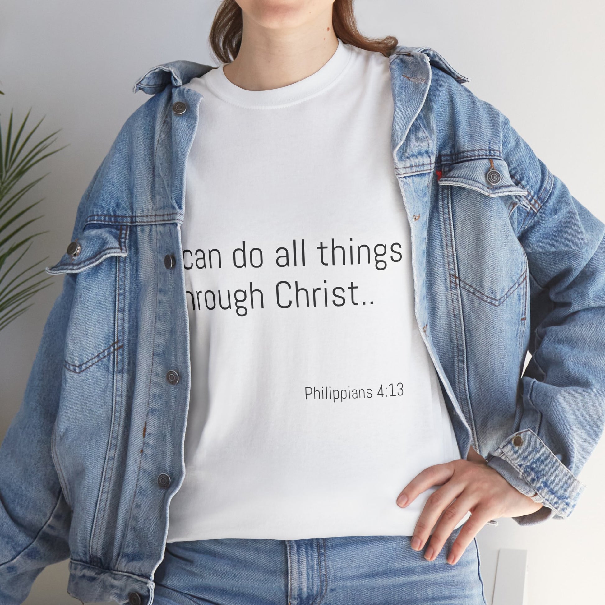 Inspirational Christian Tee - Unisex Heavy Cotton Shirt - Philippians 4:13 – “I can do all things through Christ...