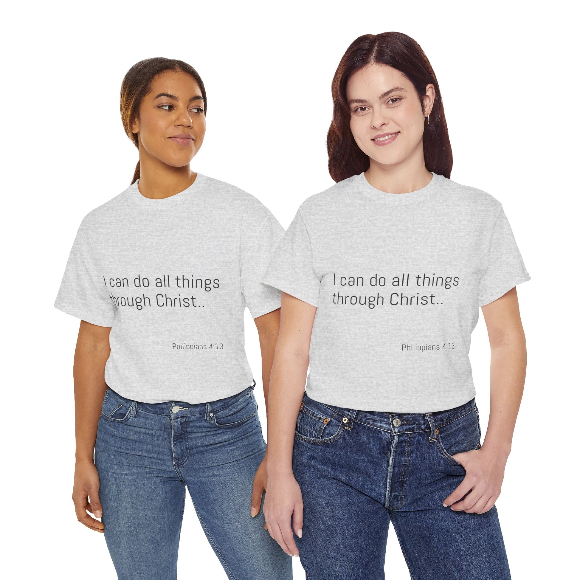 Inspirational Christian Tee - Unisex Heavy Cotton Shirt - Philippians 4:13 – “I can do all things through Christ...