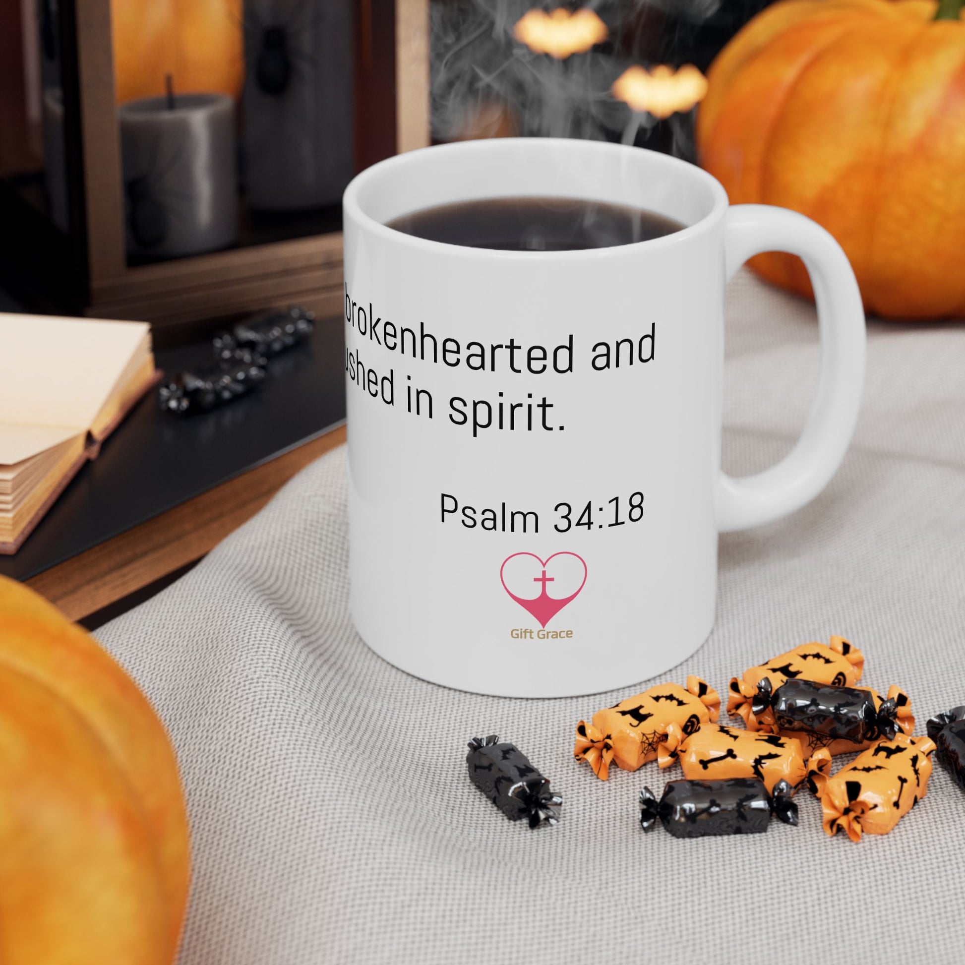 Calm Within Ceramic Mug - Psalm 34:18 – The Lord is close to the brokenhearted and saves those who are crushed in spirit.