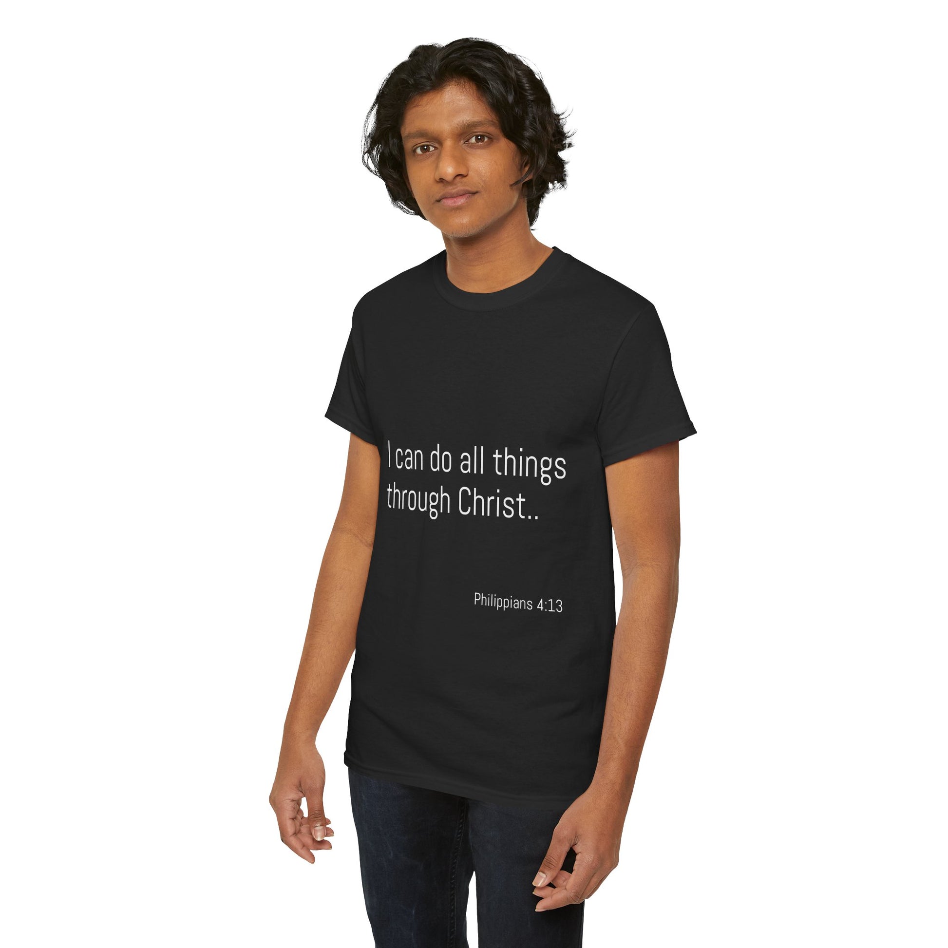 Inspirational Christian Tee - Unisex Heavy Cotton Shirt - Philippians 4:13 – “I can do all things through Christ...