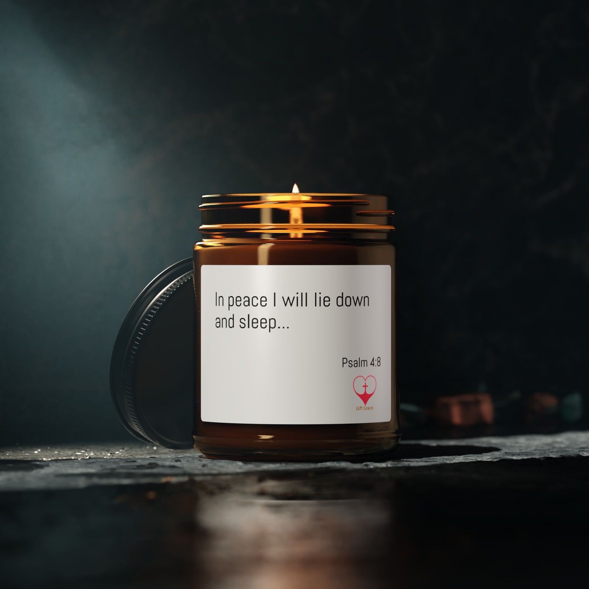 Peaceful Scented Candle - Psalm 4:8 – “In peace I will lie down and sleep..